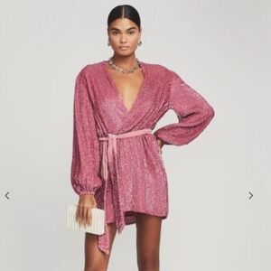 Retrofete Pastel Pink Gabrielle Sequin Robe Dress